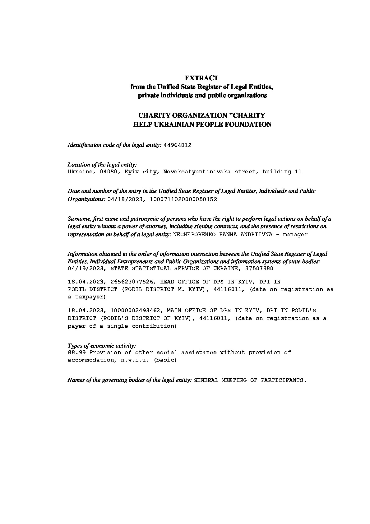 Certificate of Registration